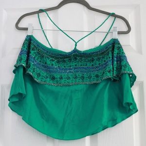 FREE PEOPLE | EMERALD GREEN EMBELLISHED TOP